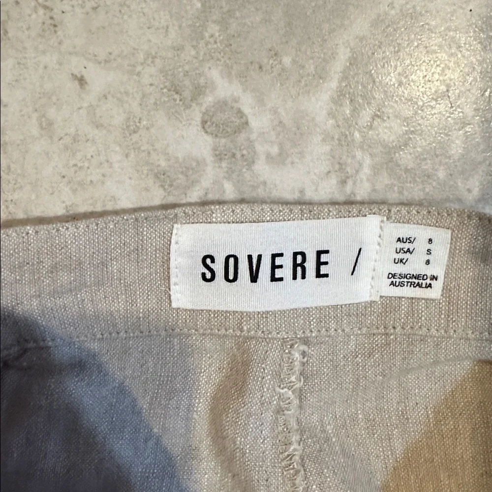 Sovere Anthropologie Instance Tan Linen Wide Leg Crop Pants 8